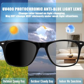 ReyDix Smart Glasses for Men Women, Bluetooth Audio Sunglasses with Color-Change Lenses Speakers Touch Control Unisex Intelligent for Indoor Outdoor Walking Working