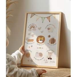 Mutzauber® Poster Children's Room A3 Picture Children's Room Decoration Baby Room Boys Girls Pictures Bear Animals Pictures Wall Poster Children's Room Affirmation Poster (without Frame)