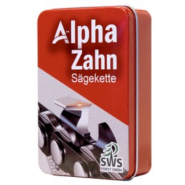 Alphazahn Saw Chain 3/8 1.1 mm 52 Drive Links 35 cm in Metal Box Compatible with Husqvarna, Makita, Dolmar, Einhell, Echo and Others