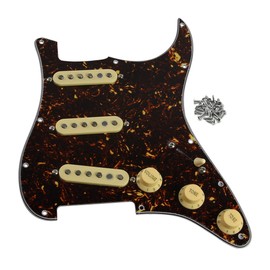 FLEOR Alnico 5 Prewired Pickguard 3 Single Coil Pickups Loaded Electric Guitar Pickguard-Brown Tortoise Shell