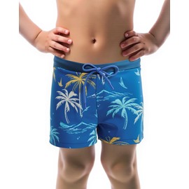 SWAUSWAUK Boys Swimming Trunks with Inner Lining 3-12 Years Adjustable Waistband Summer, Blue and coconut, Ages 9 - 10