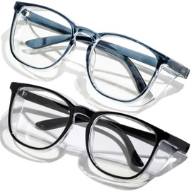 BOBLUEON 2 Pack Safety Glasses Anti Fog Clear Blue Light Blocking Eye Protection Nurse Goggles for Women Men