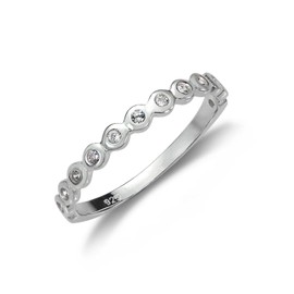 Sterling Silver Half Eternity with dots Ring - UK Size - N (J - U Available)