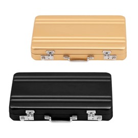 Opexicos 2Pcs Lock Box Modeling Suitcase Aluminum Metal Business Card Holder Card Case