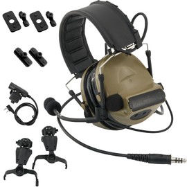 TSVISIONCORE COMTA2 Tactical Headset with U94 PTT Detachable headband and rail adapter,for ARC,Mlok,Team Wendy rail,Airsoft sports(Tan)