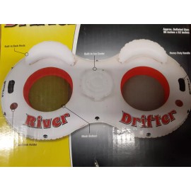 Pittman Outdoors 2 Person River Drifter Deluxe Float Tube with Cooler Lake Cabin Lazy River Pool