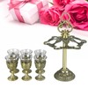 6Pcs Chinese Chalice Retro Style Zinc Alloy Glass Embossed Flower