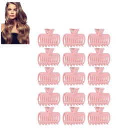 Curler Clips, 15pcs/Set Curler Clip Hair Roller Fixing Clamp Hair Roller Curler Hairdressing Tools Perfect for Women Styling (Pink)