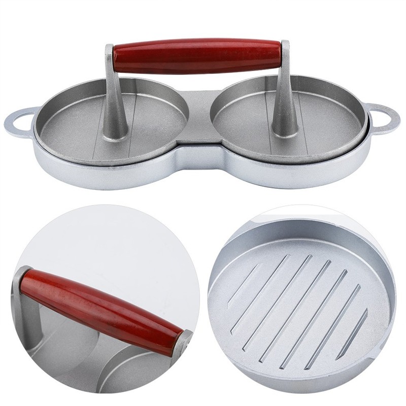 Double Burger Press Hamburger Maker, Aluminum Alloy Non-Stick Hamburger Mold
