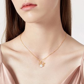 FDEETY Women's Jewellery Sets 925 Sterling Silver Christmas Drop Beads Elk Necklace Earrings for Valentine's Day Wedding Gift, Silver, Pearls, rhinestones