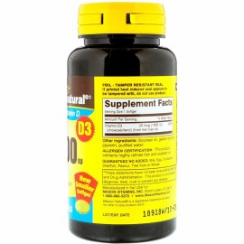 Mason Natural Vitamin D 1000IU Bone Health & Immune System Support Softgel 60ct