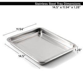 Nuwave Genuine Heavy Duty 18/8 Stainless Steel Tray by Original Manufacturer, Compatible with Bravo XL Models, Convectional Ovens, 14.5 x 11.94 x 1.28 inches