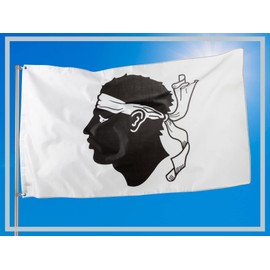 PHENO FLAGS Corsica Flag - Corsica Flag 90 x 150 cm with Brass Eyelets - Weatherproof Flag for Flagpole - 100% Polyester