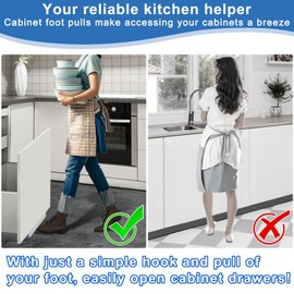 Cabinet Foot Pull For Trash Drawer,Hands Free Trash Opener,Durable Stainless Steel Material, Cabinet Foot Pull Design For Full Overlay Cabinet Doors In Kitchens, Laundry Rooms And Garbage Room (White)