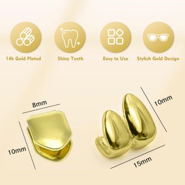 UAIAGM 4PCS Gold Grills for Teeth Single Tooth Cap Gold Caps for Women and Men Hip Hop Grillz Dental Mouth Piece Fake Open Face Grills Kit Stylish Golds for Girls Painted Hip Hop Accessories