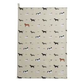 Sophie Allport - Woof Tea Towel, 100% Cotton, 45cm x 65cm, Home Kitchen Towel with Hanging Loop, Dog Print