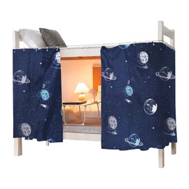 OhMill Students Dormitory Bunk Bed Curtain Drapery Lightproof Dustproof Canopy Spread Blackout Moveable Curtains for Dorm Room, 1.2x2m, Planet