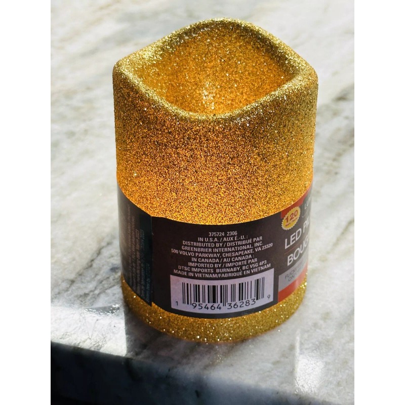 Luminara 3x4 Inch Gold Flameless Led Pillar Candle w, Battery