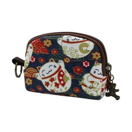 FuninCrea Small Coin Purse Semicircular Coin Wallet with Animal Pattern for Womens and Girls, Women Wallets Coin Bag Canvas Coin Pouch Mini Ladies Purse with Pendant Zipper and Key Ring (Style 1)