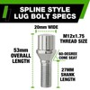 DPAccessories Chrome M12x1.75 Lug Bolts for Aftermarket Wheels | Spline