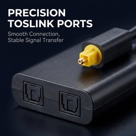 WsjiaboFux Black Digital SPDIF Optical Audio Splitter 2 Way Toslink Splitter Adapter 1 Input 2 Output SPDIF Optical Cable Hub Satellite Television Products Part