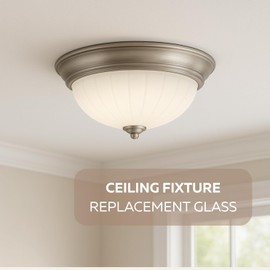 LIGHTACCENTS Ceiling Light Glass Shade Replacement - Flush Mount Ceiling Light & Mushroom Lamp Cover, 11.69 Inch Diam. 3.54 Inch Height, .47 Inch Fitting, Center Finial Secured (No Pull Chain Hole)