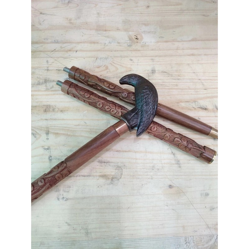 HEAD Antique Style Brass Raven Black Crow Head Handle For