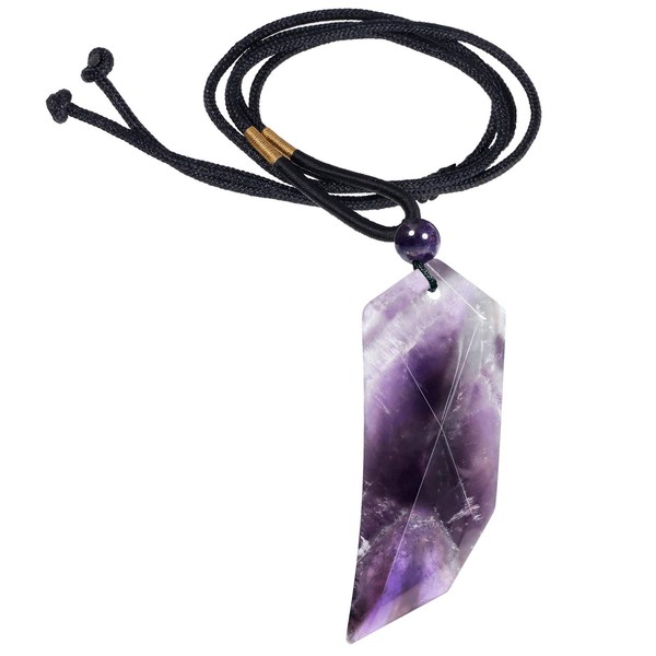 Nupuyai Amethyst Wolf Tooth Amulet Crystal Point Necklace for Men