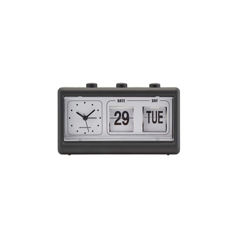 Monograph Clock, rubber, plastic, PVC and aluminium, black, 19 x