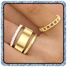 YWXTW 3 Pack 14K Gold-Plated Stacking Rings for Oura Ring Gen 4 /Ultrahuman, Timeless Elegance Non Tarnish Stainless White Zirconia Engagement Oura Stackable Bands Gift for Women Gold 8