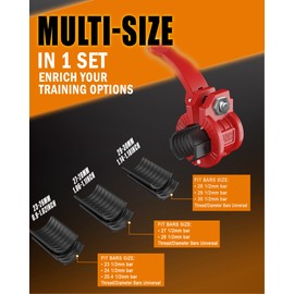 Barbell Clamps 1 Inch or 2inch - 2 PCS Adjustable Barbell Clips Quick Release Locking Weight Clips Olympic Barbell Collars (Red 0.98-1.18inch)