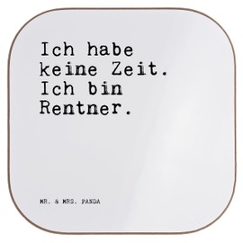 Mr. & Mrs. Panda Coaster with German Text "Ich Habe Keine Zeit" [German Language] Gift, Pensioner, Sayings, Farewell, Pensioner, Coaster Glasses