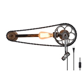 Farmhouse Rustic Wall Decor light With E26 Base Edison Retro Industrial Style Vintage Wall Lamp With 5.9Ft Wire Adjustable Plug in Cord Wall Lanterns For Farmhouse living Room Wall Decor (Bicycle)