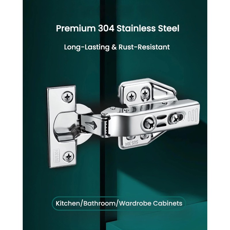 Full Overlay Soft Close Cabinet Hinges(4 Packs)–FOGZUVR 105°Cabinet Door Hinges