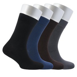 Cosyfeel® Crew Socks for Men 4-Pairs, Bamboo Viscose, Seamless Toe & Moisture Wicking Mens Dress Socks Set with Gift Box