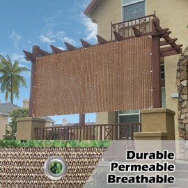 Alion Home Sun Shade Panel Privacy Screen with Grommets on 4 Sides for Outdoor, Patio, Awning, Window Cover, Pergola (8' x 7', Walnut)