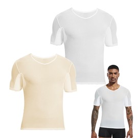 satithry 2 PCS mesh Men's Underarm Anti Sweat Spot Shirt Guard Undershirts with Sweat Pads for Men (US, Alpha, Medium, Regular, Regular, WB)