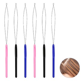Debbery 6Pcs Hair Extension Loop Threader, Nano Beads Fine Metal Material, Hair Extension Threader, Precise Threading, for Hairs Extensions or Feather Hairs Extensions