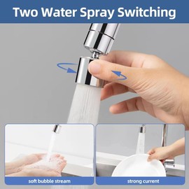 Kitchen Sink Faucet (Upgraded), 360° Swivel Kitchen Faucet Aerator, Dual-function 2-Flow Sprayer Faucet Head Replacement, Sink Attachment For Faucet Include 55/64 Inch Female Thread (Chrome1)