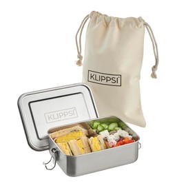 KLIPPSI® Stainless Steel Lunch Box 1200 ml with Divider, BPA-Free, Leak-Proof, Dishwasher and Oven-Safe, Sustainable Lunch Box for Children and Adults (1200 ml)