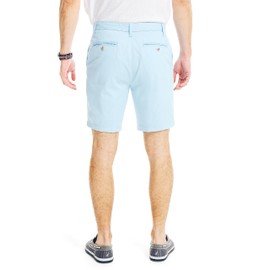 Nautica Men's Classic Fit Flat Front Stretch Solid Chino 8.5" Deck Shorts, Noon Blue, 38W