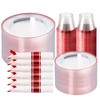175PCS Clear and Red Disposable Silverware Sets for 25 Guests