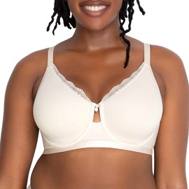 Curvy Couture Women's Plus Size Cotton Luxe Unlined Underwire Bra, Natural, 34DDD