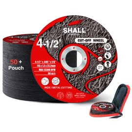SHALL 50-Pack Cut Off Wheels 4 1/2 x 7/8 Inch, Cutting Wheel with Pouch for Angle Grinder, 4.5” Metal & Stainless Steel Fast Cutting Disc, Grinder Wheel for General Purpose Metal Cutting