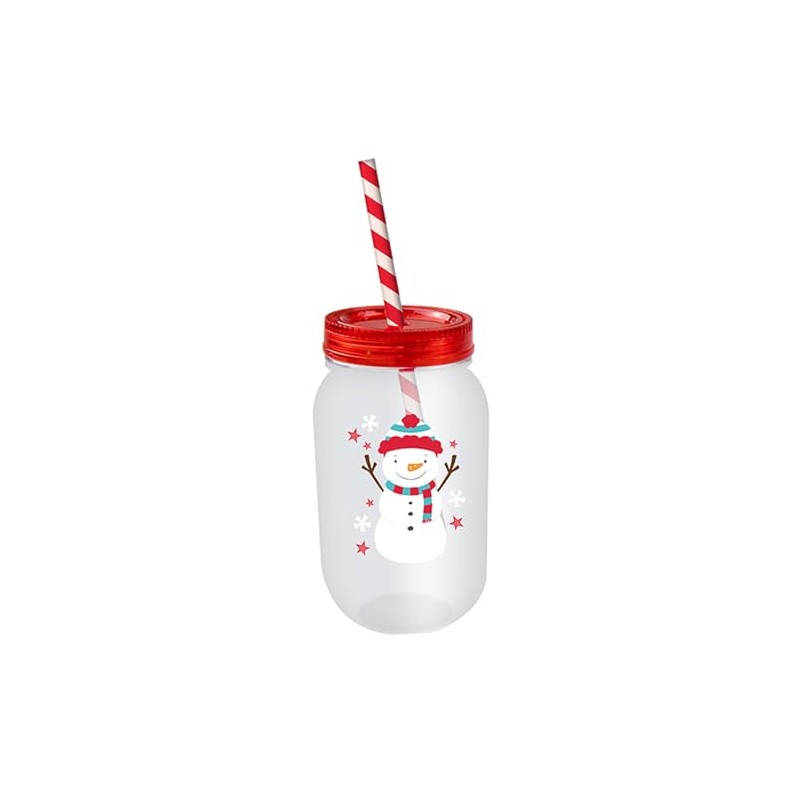 Widdle Gifts Christmas Mason Jar and Straw - Re-useable Sturdy