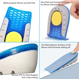 Bellcon Silicon Height Increase Insoles for Men and Women Invisible Shoe Lifts Inserts for Heel Pain Relieve and Shock Absorption Gel Heel Lifts Insoles Comfortable Heel Cushion Pads, 1.4"