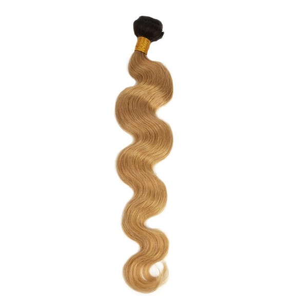Larafona Real Hair Extensions Wefts Ombre Blonde T1B/27# Wavy Human Hair Weft Extensions Natural Black/Blonde Body Wave 100 g/pc 30 Inches / 75 cm