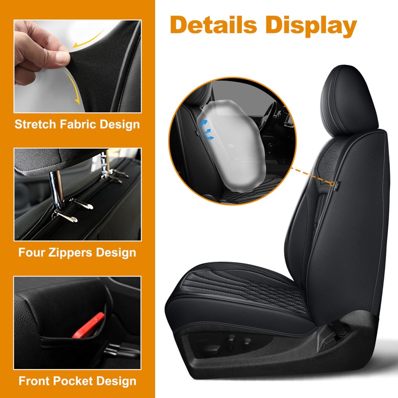 IKABEVEM Seat Covers Custom Fit Toyota Tacoma 2016-2023 Double Crew