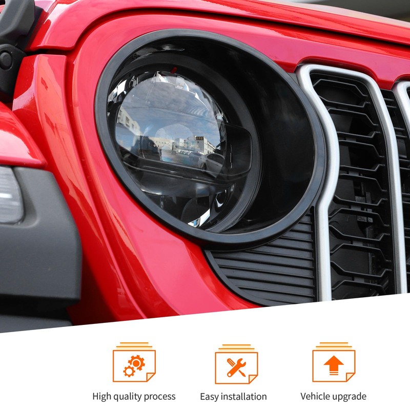 JeCar Black Headlight Inserts for 2024+ Jeep Wrangler JL Headlight