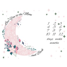 Love You To The Moon & Back Pink Days, Weeks, Months Milestone Blanket, Baby Shower Gift Idea, Baby Blanket Gift, Weekly Growth Tracker, Newborn Baby Blanket (30 x 40)